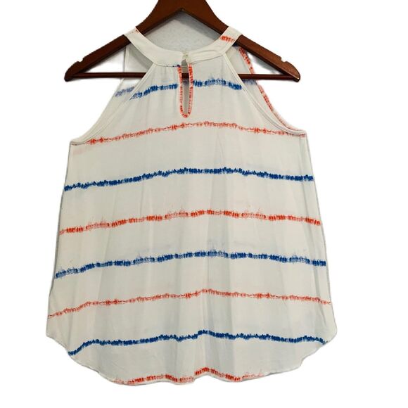 Old Navy Top Women L Red White Blue Halter HiLo Patriotic Tie Dye Comfy Nautical - Picture 2 of 12